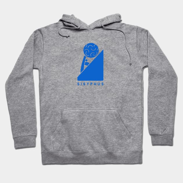 Sisyphus,Minimalist design for ancient Greek mythology fans in blue ink Hoodie by croquis design